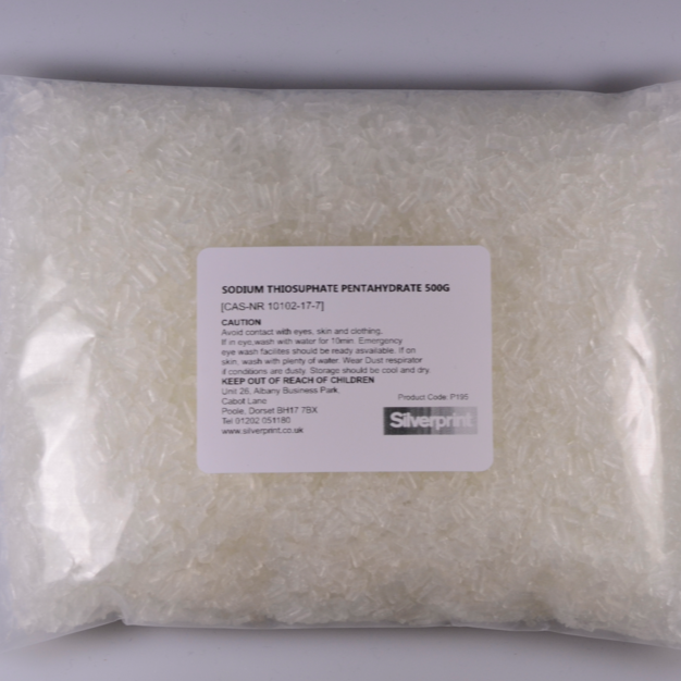 Sodium Thiosulphate can be used to remove chlorine from water and is quite often used in Photographic processing. It has also been used in the medical industry as a treatment for Cyanide poisoning. Sodium Thiosulphate is used by photographers as a photographic fixer. It has a high affinity to soft metals and a solution can be used to dissolve photographic emulsions. Packing: Pouches Picture is illustration only  Safety Data Sheet