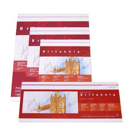 Hahnemuhle Britannia Block Hot Pressed, this 300 gsm Watercolour paper is manufactured on the Watercolour paper machine and features a hot pressed surface to suit the requirements of the most discerning artist.