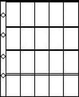 The Standard A-S 20 Pockets Page has twenty pockets opening from the top short side of the Page. There are 4 holes /holes at 80mm centres/.