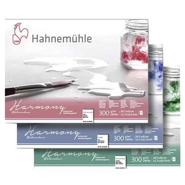 The Harmony Watercolour is a natural white 300 gsm paper for all wet painting techniques and features internal and surface sizing.