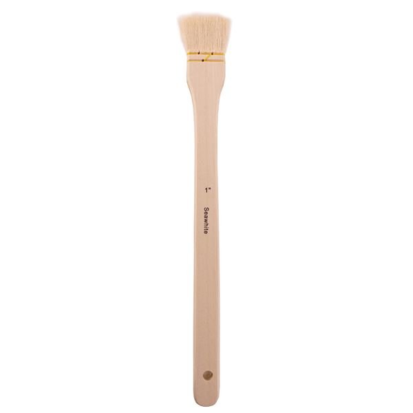 Seawhite Japanese Style Hake Brushes  Holds water well, ideal for washes & covering large areas quickly. Made with soft fine goats hair. Long Handles/Flat Tip Sizes: 1,2,3,4 inch Delicate bristles must not be cleaned with hot water.