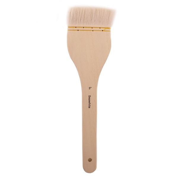 Seawhite Japanese Style Hake Brushes  Holds water well, ideal for washes & covering large areas quickly. Made with soft fine goats hair. Long Handles/Flat Tip Sizes: 1,2,3,4 inch Delicate bristles must not be cleaned with hot water.