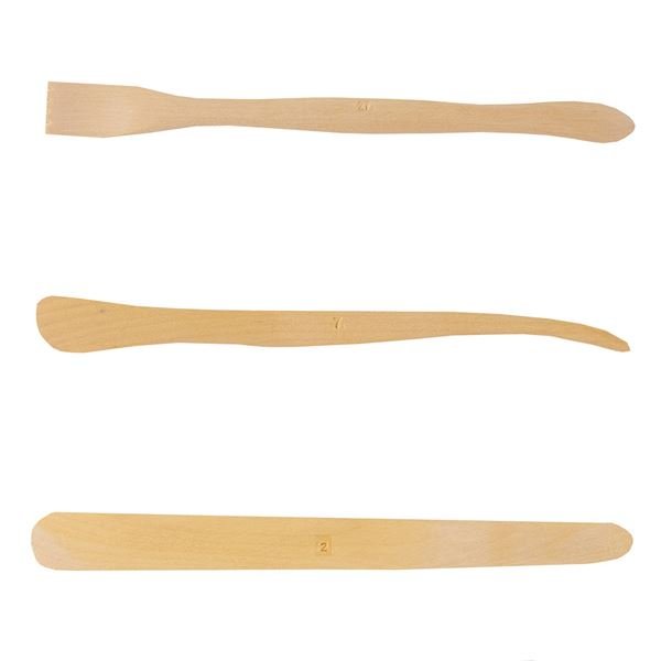 A set of 3 different wooden modelling tools