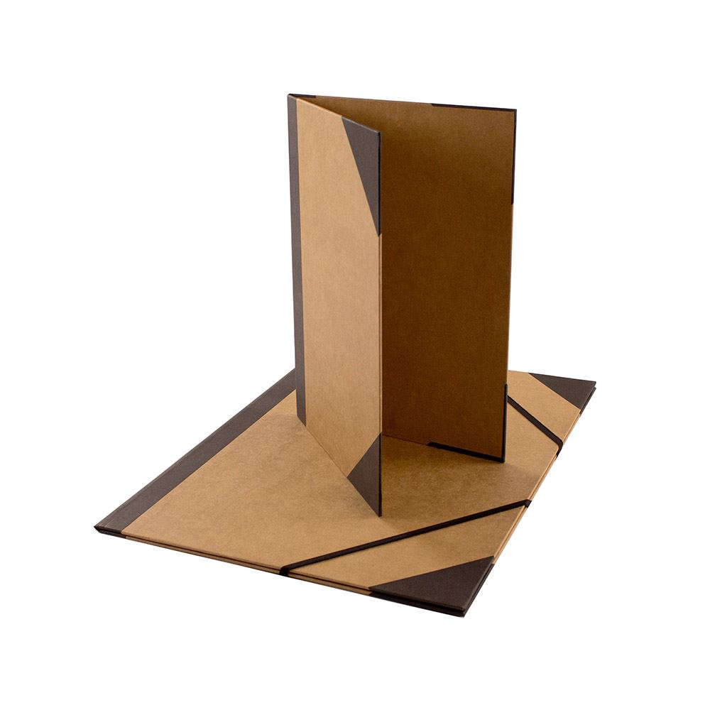 Seawhite Kraft Portfolio Classic retro portfolio - ideal for carrying, storing, sending and presenting flat sheets Recycled kraft board with book-style opening Inexpensive and versatile - holds up to 15 sheets Exterior elastic straps to help keep work in place Without ring mechanism