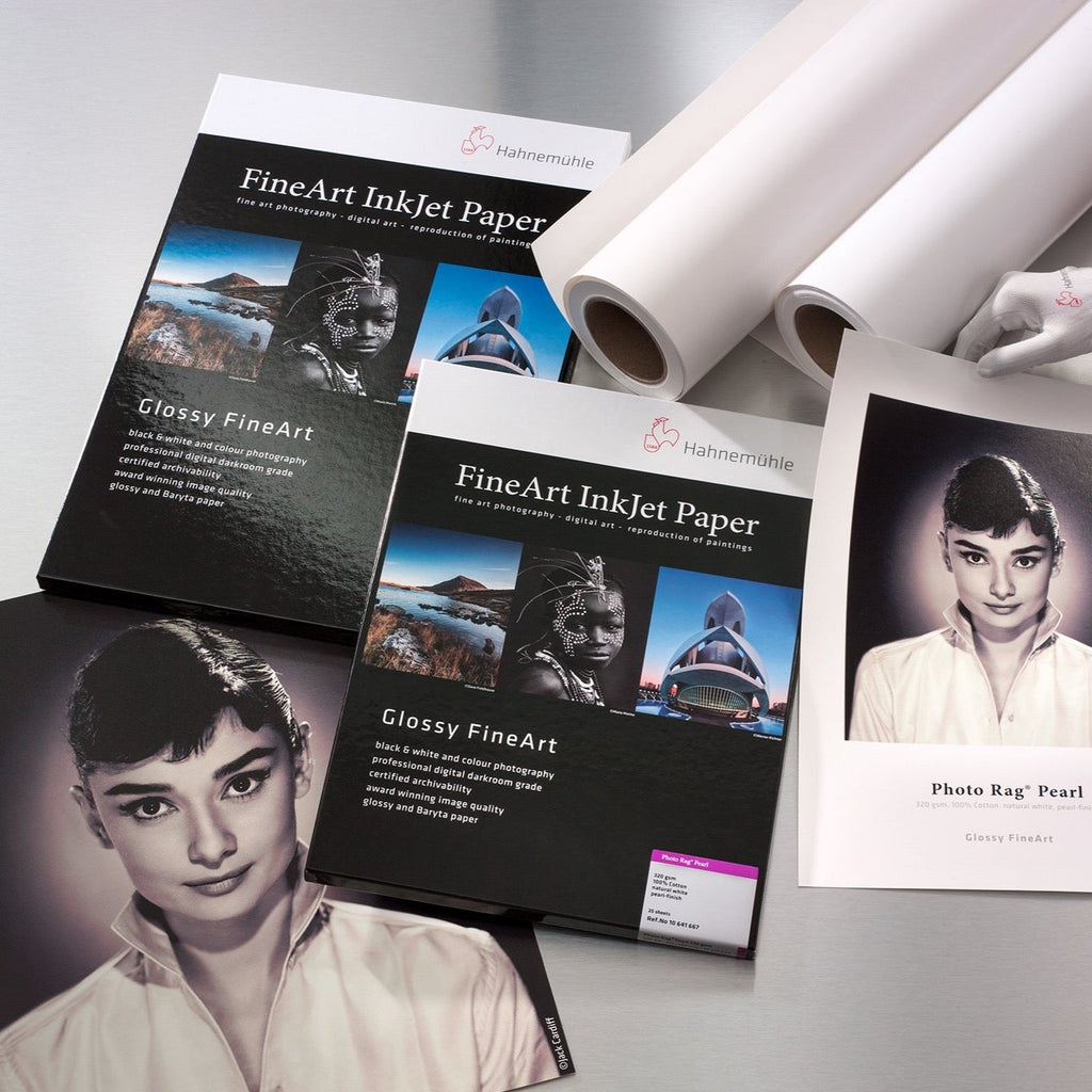 Hahnemuhle Photo Rag Pearl 320gsm has a smooth, uniform surface texture with the unique pearl coating. It is especially suitable for photography and art reproduction with warm grey and colour tones.