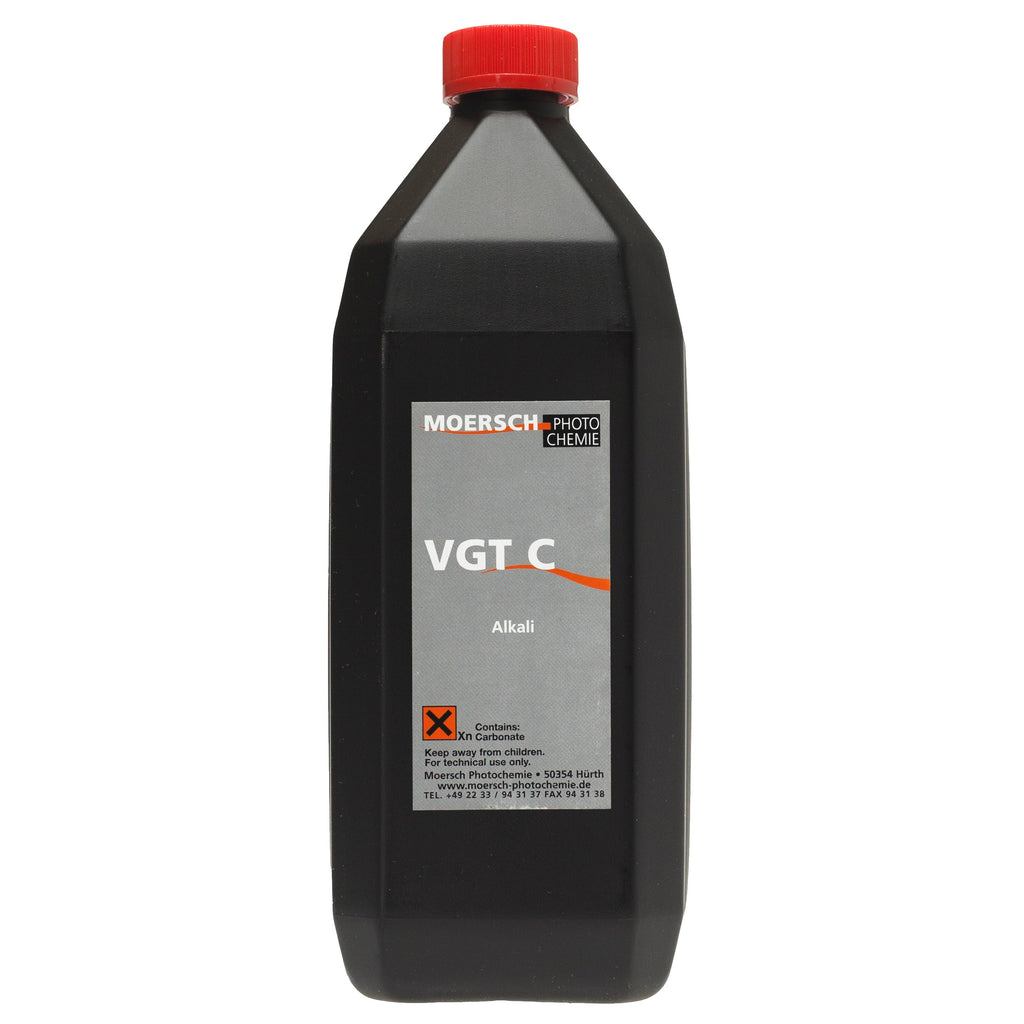 Moersch VGT Paper Developer 1 Liter - Part C only  C - You should add as much activator as the sum of parts A and B. For example 100ml A + 100ml B + 200ml C. If you add more, the developer will work faster, with less contrast and cooler image tone.