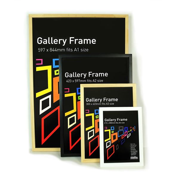 Lovely clean lines complement any artwork you wish to frame Solid wood Shatterproof acrylic glazing Unique clip system allowing quick mounting of paper, 1.8cm canvas frames or canvas boards